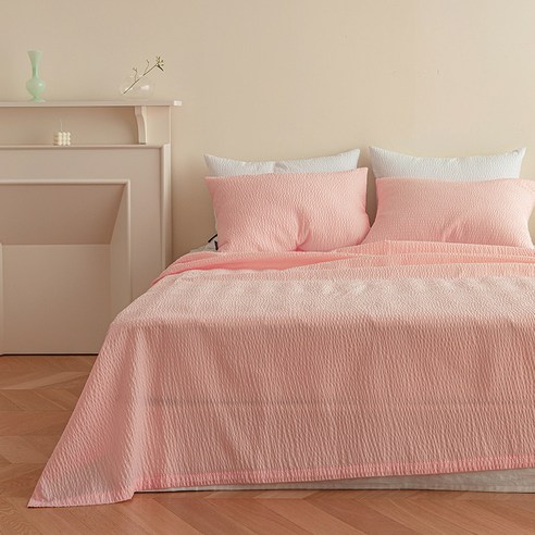 마틸라 디어썸머 리플 홑이불 + 베개커버 세트 코랄 SS