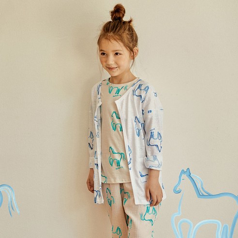 마틸다엔와이 아동용 horse 린넨가디건 아우터