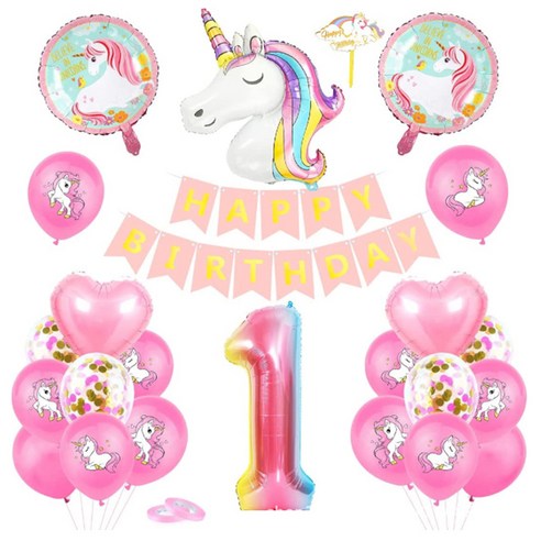 마켓감성 무지개 유니콘 생일 파티 풍선 세트, 타입1, 1세트