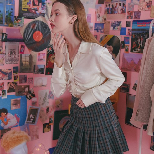 벰버 PLEATS CHECK SKIRT