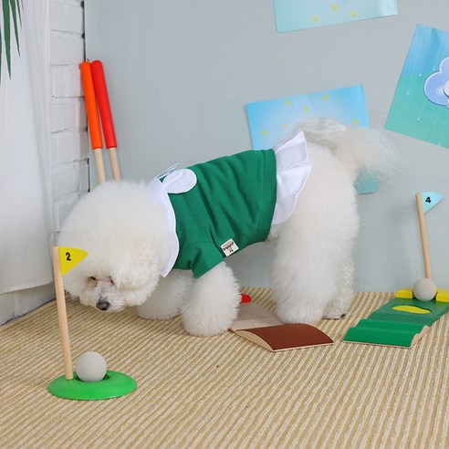 에이미러브즈펫 강아지 골프클럽 원피스, 원피스그린