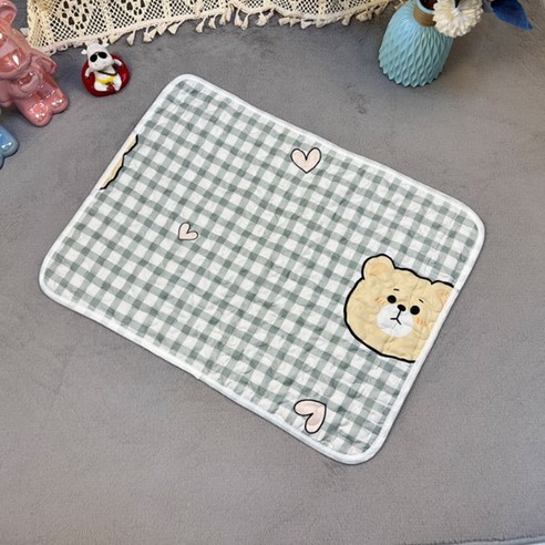 데이소이 고양이 러블리 사계절 방석 매트, 04 체크 곰돌이, 1개