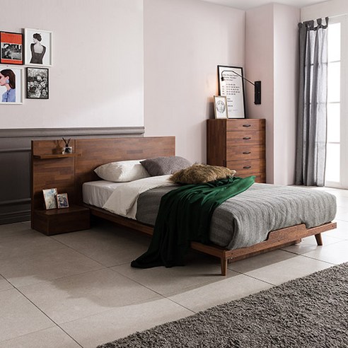 잉글랜더 스미스 평상형 침대 프레임 + 본넬 매트리스 세트 방문설치, 멀바우브라운(침대), 단일색상(매트리스)