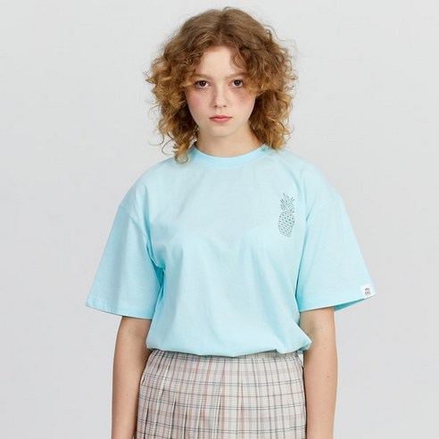 핑크파인애플 여성용 DESSIN SMALL LOGO 반팔 티셔츠