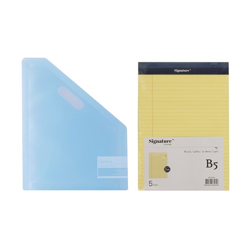 델리 스탠드형 도큐먼트 파일 12분류 72511 + 시그니처 리갈패드 B5 5p, 파일(블루), 리갈패드(옐로우), 1세트