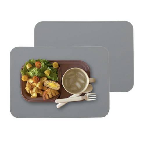 디아르 플래티넘 실리콘 방수 식탁매트 스탠다드, 그레이, 40.2 x 28.8 cm, 2개