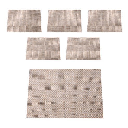 에이비엠코리아 프리미엄식탁매트 6p, 베이지, 45 x 30 cm
