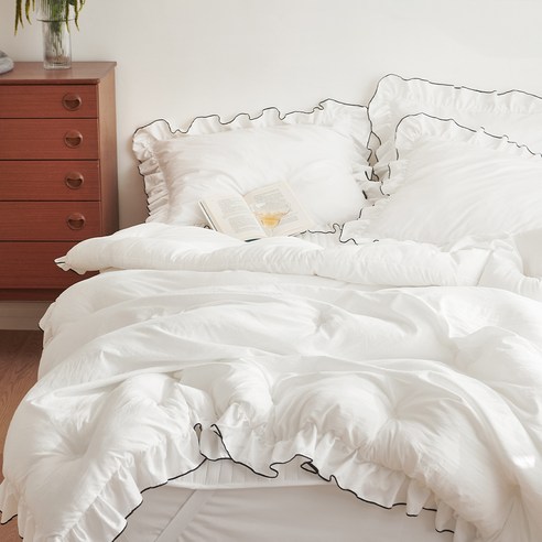 쁘리엘르 프렌치블랑 프릴 워싱 차렵 이불세트