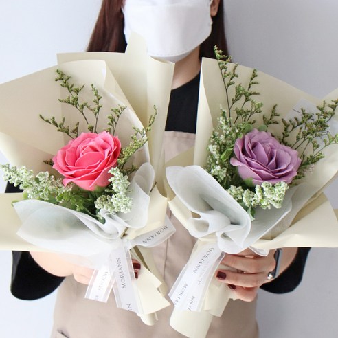 모리앤 러브유 한송이 프리미엄 비누꽃다발, 뉴핑크 + 라벤다