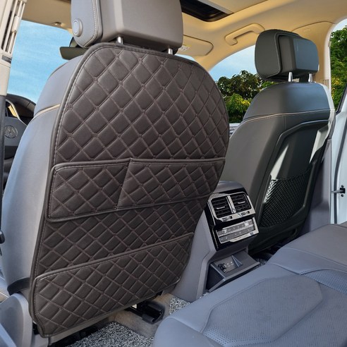 아이빌 퀼팅 킥매트 자동차 시트커버 엣지형 2포켓, 다크브라운, 1개