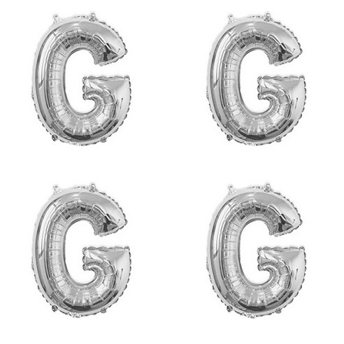 이니셜 글자 은박 풍선 알파벳 대 G, 실버, 4개