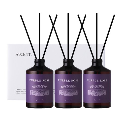 에이센트 네이처 실속형 디퓨저 200ml 3p + 섬유스틱 15p, 퍼플로즈
