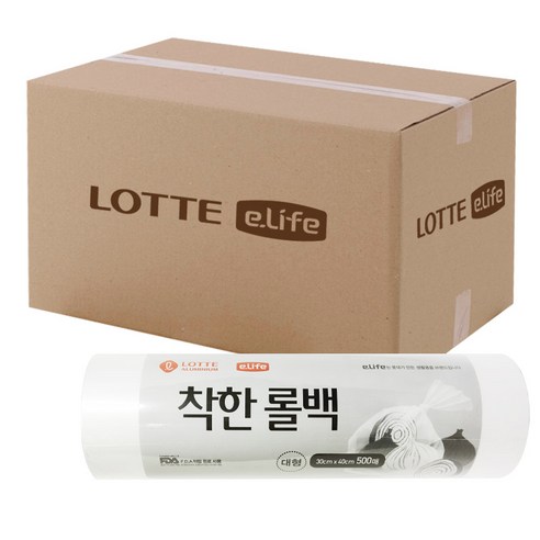 롯데이라이프 착한 롤팩 30 x 40 cm 500p, 대(L), 500매, 12개