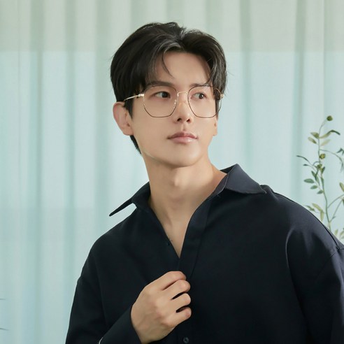 멜라크메 다각 각진 메탈 블루라이트 차단 안경테