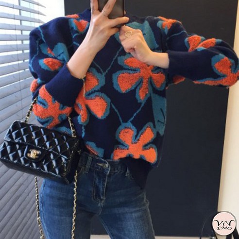 oversize overfit 女性 時尚 服裝 頂部 圓領 針織 毛衣 成年女性