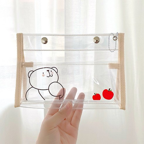일상을 담은 투명한 러블리 레터링 사각 파우치