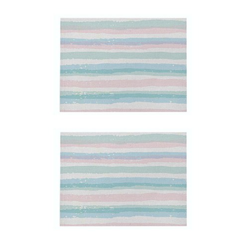 스트라이프 기하학 린넨 프린팅 테이블 매트 2P, 002, 32 x 21 cm