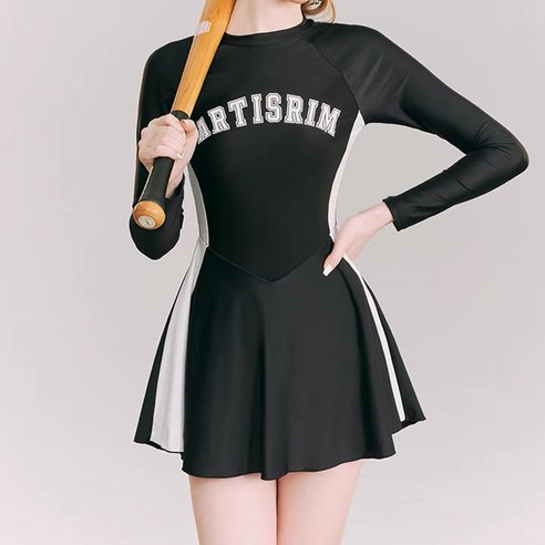 코코드림 여성용 하인드 허리잘록 긴팔 래쉬가드 원피스 수영복 H43