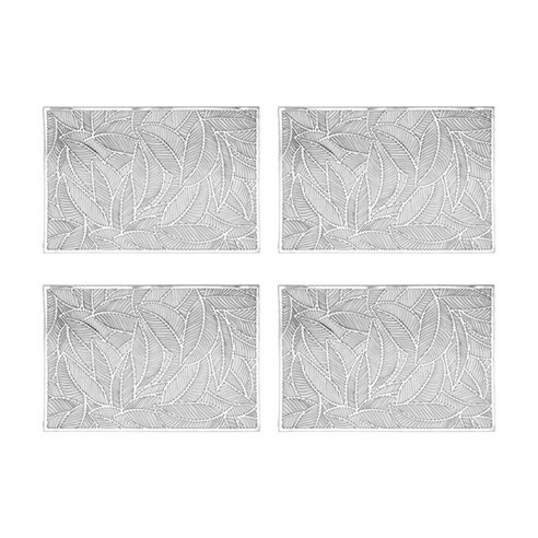대한몰 북유럽 플라워 식탁 테이블 매트 4p, 사각야자 실버, 45 x 30 cm