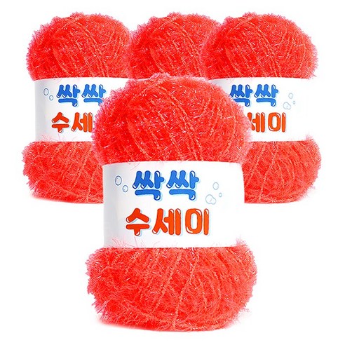 쎄비 싹싹수세미 뜨개실 80g 4p, 322 형광피치