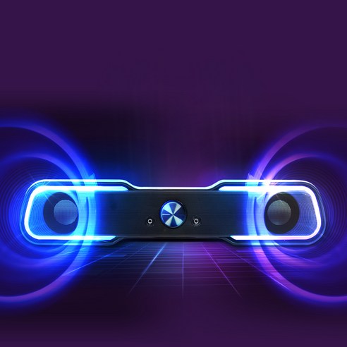 로이체 2채널 멀티미디어 RGB 레인보우 LED 게이밍 사운드바 스피커