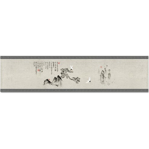 BNP 전통 민화 린넨 방수 테이블러너, 03 스타일, 50 x 170 cm