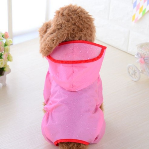 마켓A 반려동물 형형색색 강아지 방수 후드 수트, 핑크