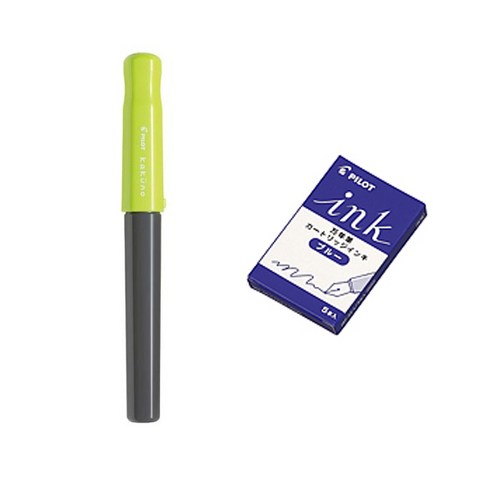 파이롯트 카쿠노 만년필 + 카트리지 5p 세트, F, LG(만년필), 블루(카트리지)
