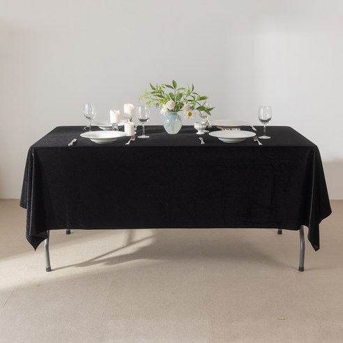 대성섬유 루핑 고급벨벳 식탁보, 블랙, 정사각(150 x 150 cm), 1개
