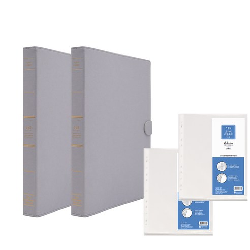 가띠 O링 바인더 3공 bg3307 + 리필 속지 A4 1.25mm EH187 20p, 그레이(바인더), 2세트
