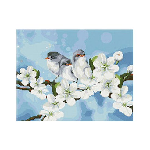 코쿼드 DIY 액자형 보석십자수 세트 40 x 50 cm, 꽃과 새(DP423), 1세트