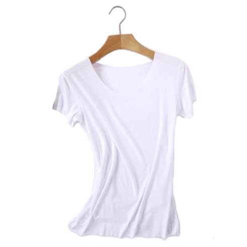 솔레일 여성용 모달 스판 라운드 반팔 이너 티셔츠