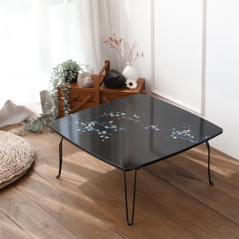 스토리퍼니쳐 자개 아트 프린팅 테이블 600 사각, 매화, 585 x 585 x 260 mm