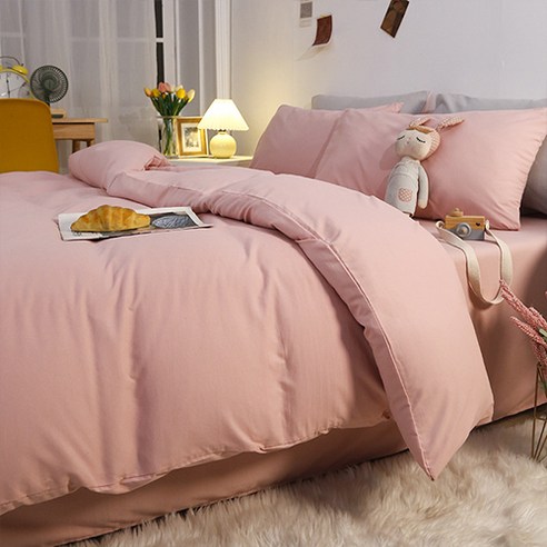포그니 사계절 침구 이불커버 + 침대시트 + 베개커버 2p 세트 DPCB018, 핑크