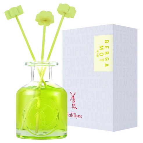 허브타임 NEW 실내용 디퓨저 130ml + 플라워 석고 랜덤발송 4p + 섬유스틱 5p 선물세트, 버가못, 1세트