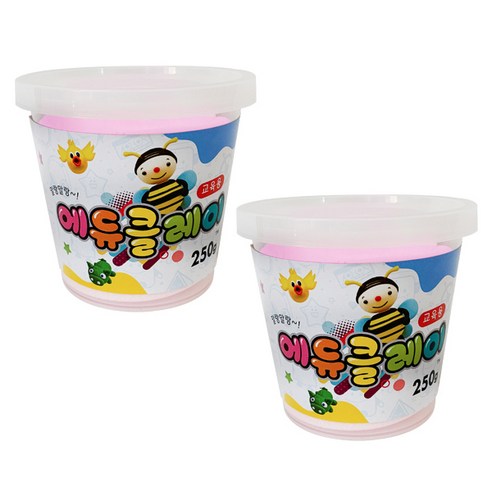 에듀클레이 유아용 클레이 2p, 형광핑크, 250g, 2개