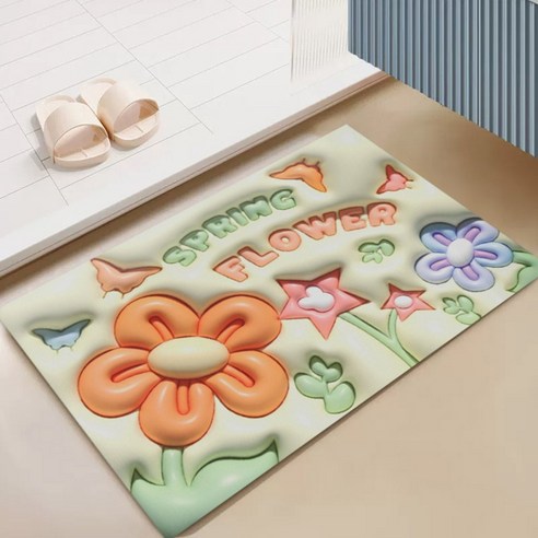 BRINCH 빨아쓰는 3D 입체 디자인 규조토 논슬립 발매트, 타입5901-31