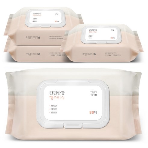 데일리워터 간편 한장 행주 티슈 80p, 4개