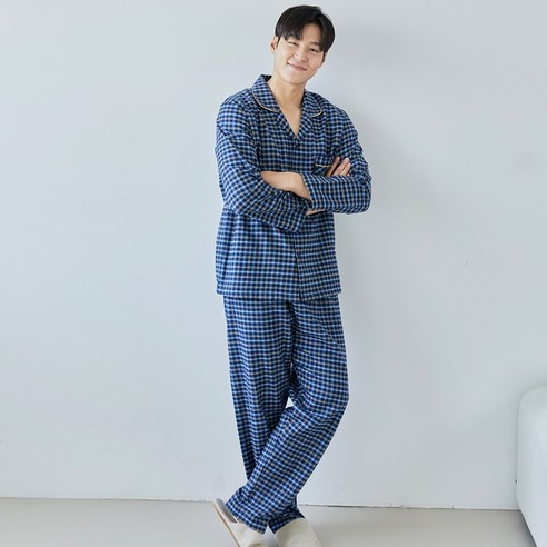 찌니야 남성용 클래식 스누피 16수 기모 긴팔 파자마 상하의 세트
