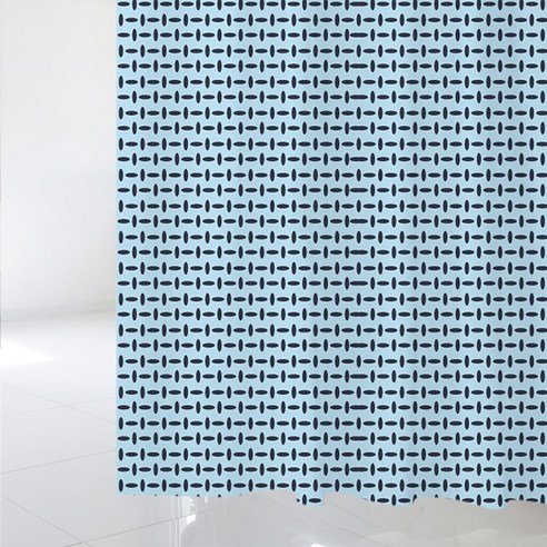 디자인수풀 북유럽 스타일 샤워커튼 sc514 S 1520 x 1880 cm + 플라스틱 고리 12p + 커튼봉 화이트 풀세트, 1세트, 멀티(혼합)컬러