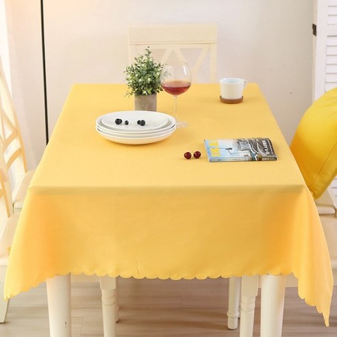 마켓감성 단색 홈파티 사각 테이블보, 옐로우, 160 x 180 cm