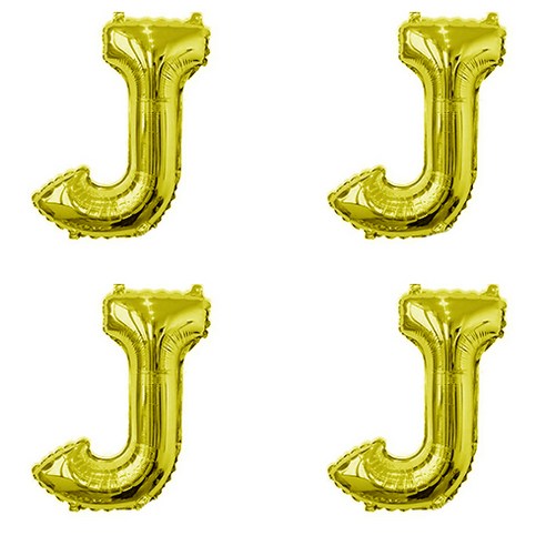 알파벳 이니셜 글자 풍선 대 J, 골드, 4개