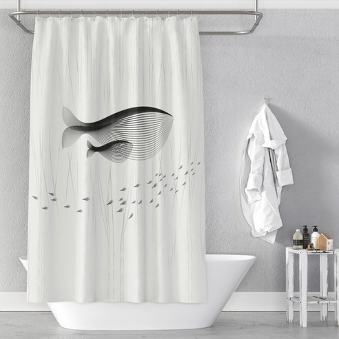 플로즈 노르딕 방수 샤워 욕실커튼 A02 120 x 180 cm, 1개