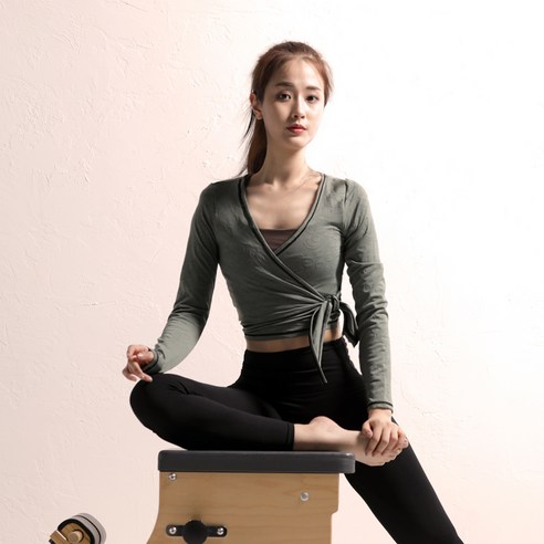 여성용 쟈가드 크롭 롱슬리브 요가 티셔츠 볼레로형 2399