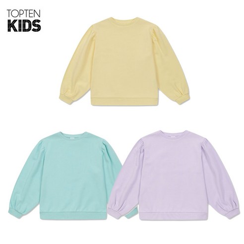 탑텐키즈 여아 25 900원-역시즌 테리 퍼프 소매 맨투맨 MKC1TR2103