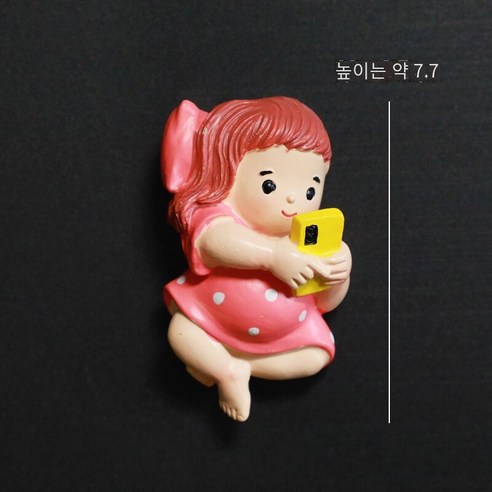 만화 냉장고 자석 행복 생활 자석 냉장고 문 장식 자석 3D 입체 자석 화이트 보드 메시지 포스트, 빨간 거짓말을하고 휴대 전화 소녀 (냉장고 자석), 중간