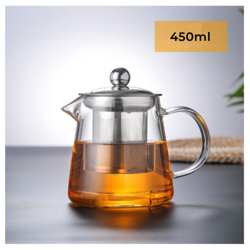 거름망 고급 차 주전자 두꺼운 내열 유리 티포트, 950ml 싱글 팟