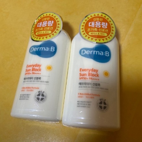 본사정품)[인기상품]더마비 1+1 에브리데이 대용량 선블록 200ml 2개 선크림 자외선차단제 대용량선로션 더마비선로션 더마비썬크림로션, 1개, 400ml 더마비선크림