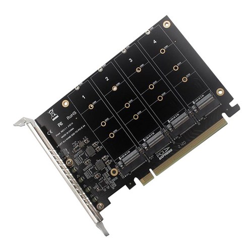 PCIe 4 포트 M.2 NVEM SSD 확장 카드 컴퓨터 마더 보드 솔리드 스테이트 드라이브 확장 카드, 보여진 바와 같이, 하나