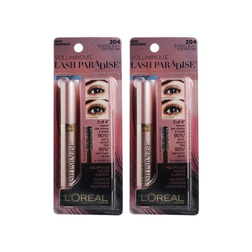 로레알파리 볼류미너스 래쉬 파라다이스 마스카라 7.6ml, Blackest Black, 2개